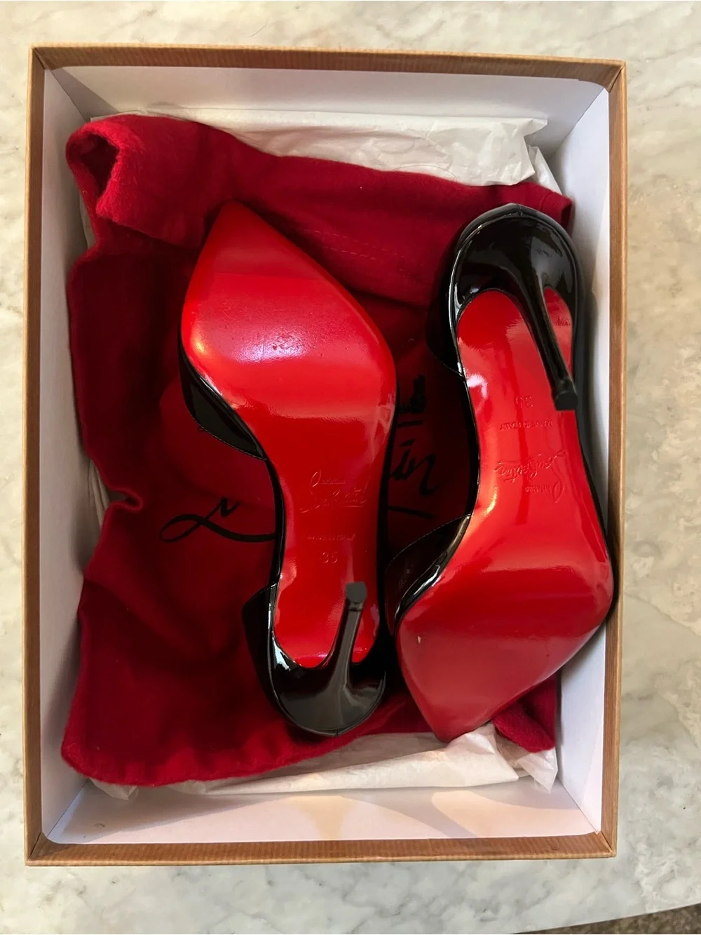 Christian Louboutin IRIZA100 Black Patent Pumps, Size 35-Worn Twice,Box Included